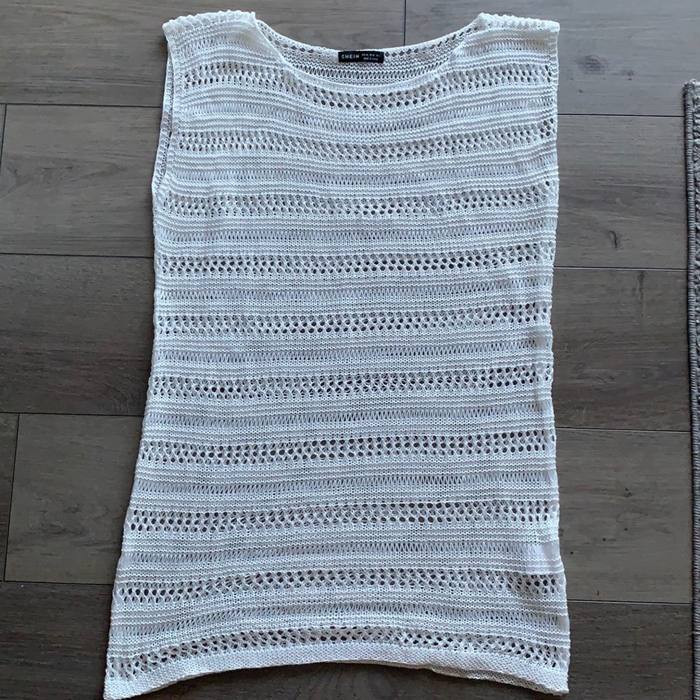 SHEIN white crochet swim cover up - BRAND NEW💜